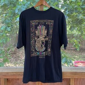 Luxor Women's Vintage Hieroglyphic Alphabet Egypt Tee Shirt Black Size XXL